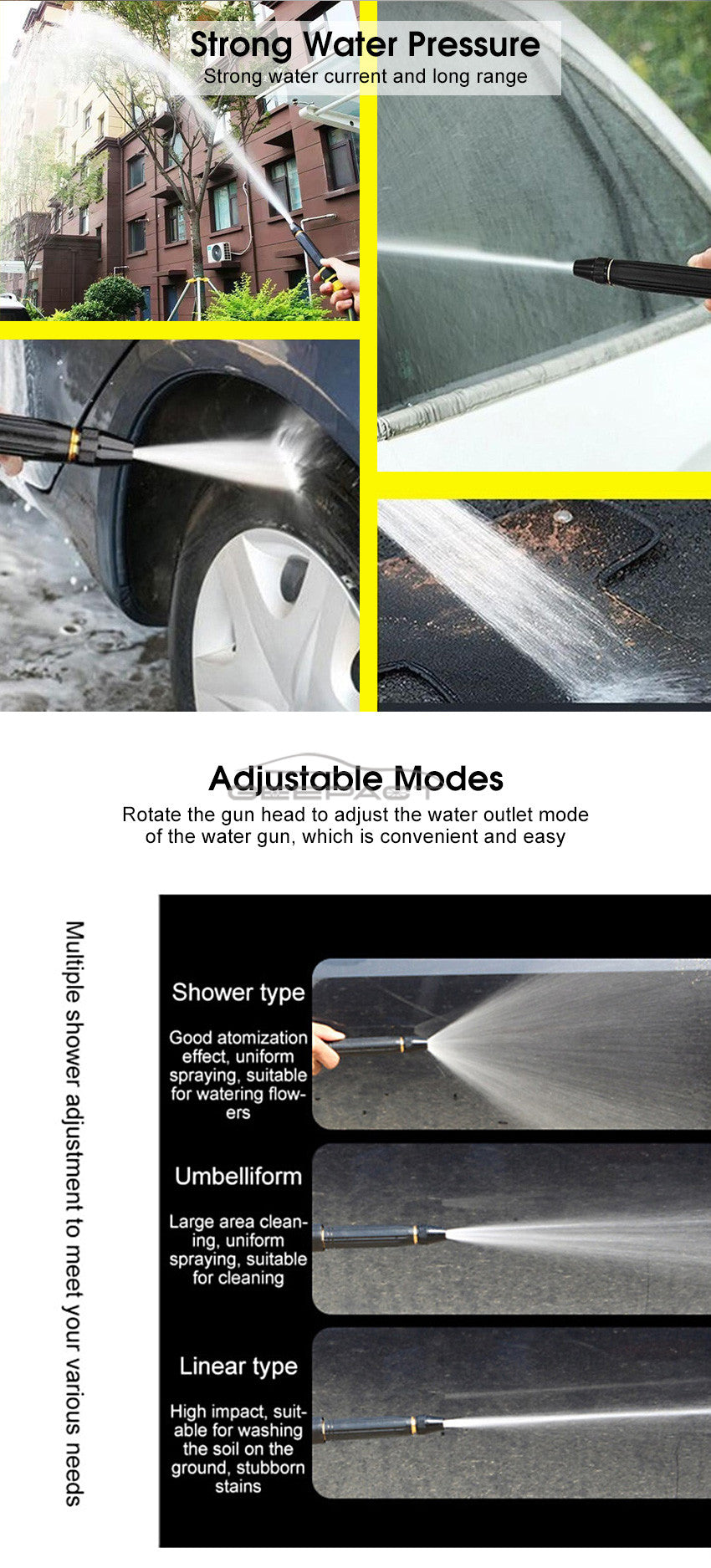 Multi-Function Garden Hose Nozzle – Mist, Shower & Jet for Plants, Cars & Floors