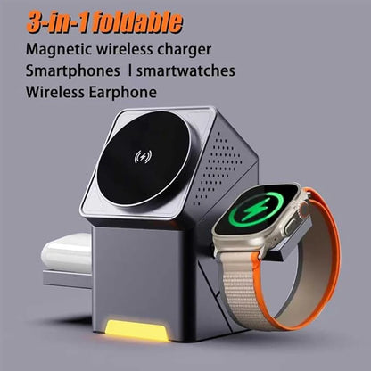 3-in-1 Magnetic Fast Wireless Charging Station — Power Phone, Watch & Earbuds Simultaneously