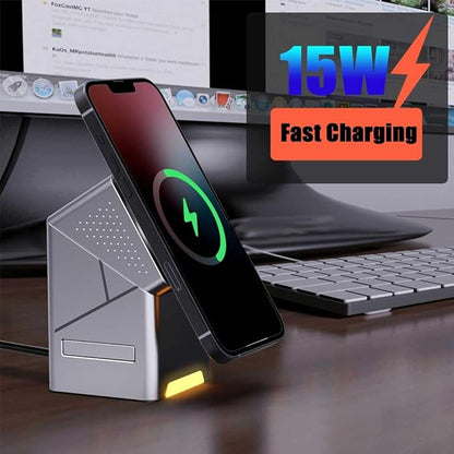 3-in-1 Magnetic Fast Wireless Charging Station — Power Phone, Watch & Earbuds Simultaneously