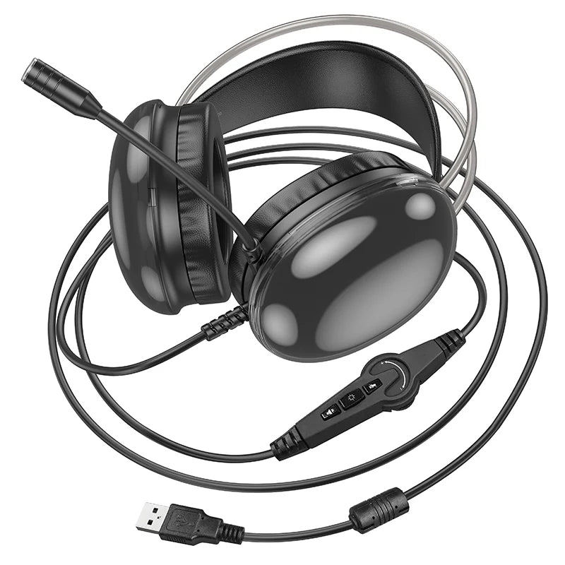HOCO W109 RGB Gaming Headset – USB 7.1 Surround Sound, Noise-Canceling Mic & Ultra-Comfort Fit