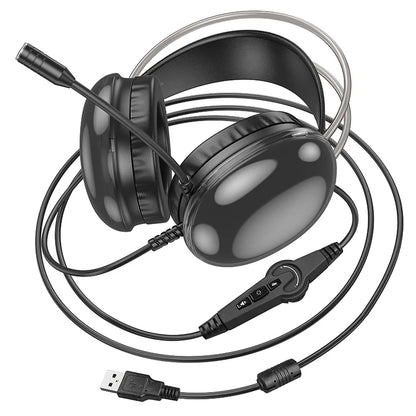 HOCO W109 RGB Gaming Headset – USB 7.1 Surround Sound, Noise-Canceling Mic & Ultra-Comfort Fit
