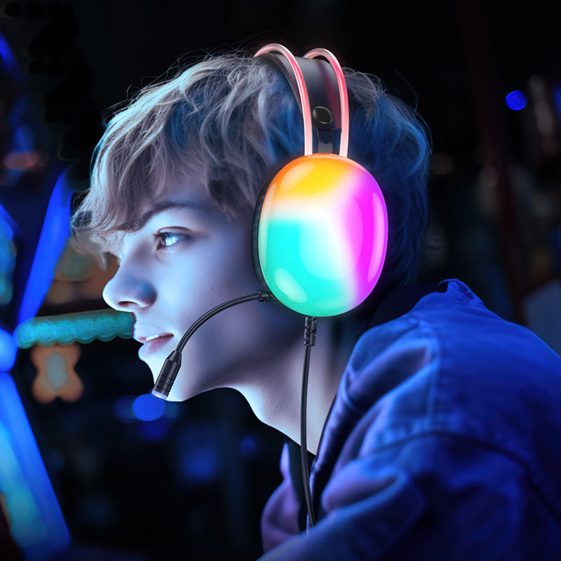 HOCO W109 RGB Gaming Headset – USB 7.1 Surround Sound, Noise-Canceling Mic & Ultra-Comfort Fit