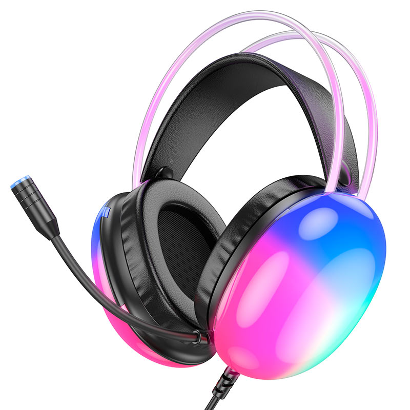 HOCO W109 RGB Gaming Headset – USB 7.1 Surround Sound, Noise-Canceling Mic & Ultra-Comfort Fit